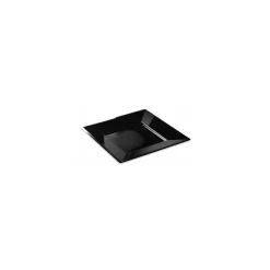 Assiette carrée réutilisable PS noir 240 mm - par 12