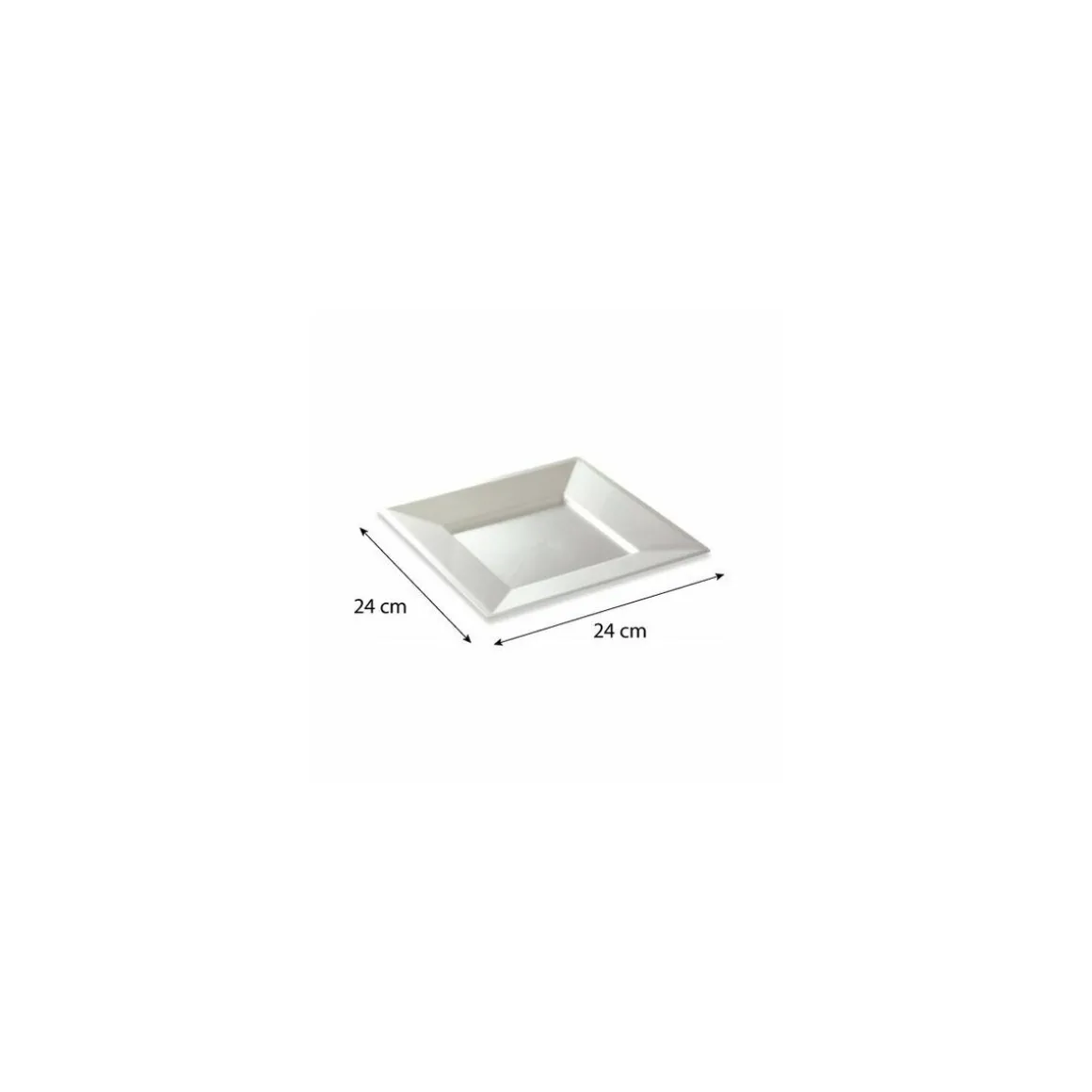 Assiette carrée réutilisable PS nacré 240 mm - par 12