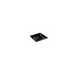 Assiette carrée réutilisable PS noir 165 mm - par 12