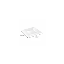 Assiette carrée réutilisable PS blanc 165 mm - par 12