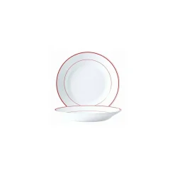 Assiette creuse blanc filet bordeaux ø 22,5 cm - par 12