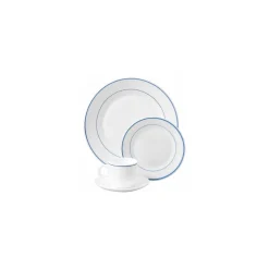 Assiette creuse verre trempé blanc/filet bleu ø 22,5 cm - par 24