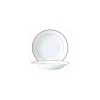 Assiette creuse verre trempé blanc/filet bordeaux ø 22,5 cm - par 24