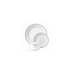 Assiette creuse verre trempé blanc/filet bordeaux ø 22,5 cm - par 24