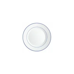 Assiette plate verre trempé blanc/filet bleu ø 19,5 cm - par 24