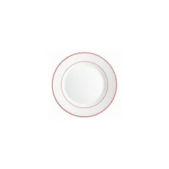 Assiette plate verre trempé blanc/filet bordeaux ø 23,5 cm - par 24