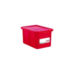 Bac rectangulaire PEHD rouge 35 L avec couvercle