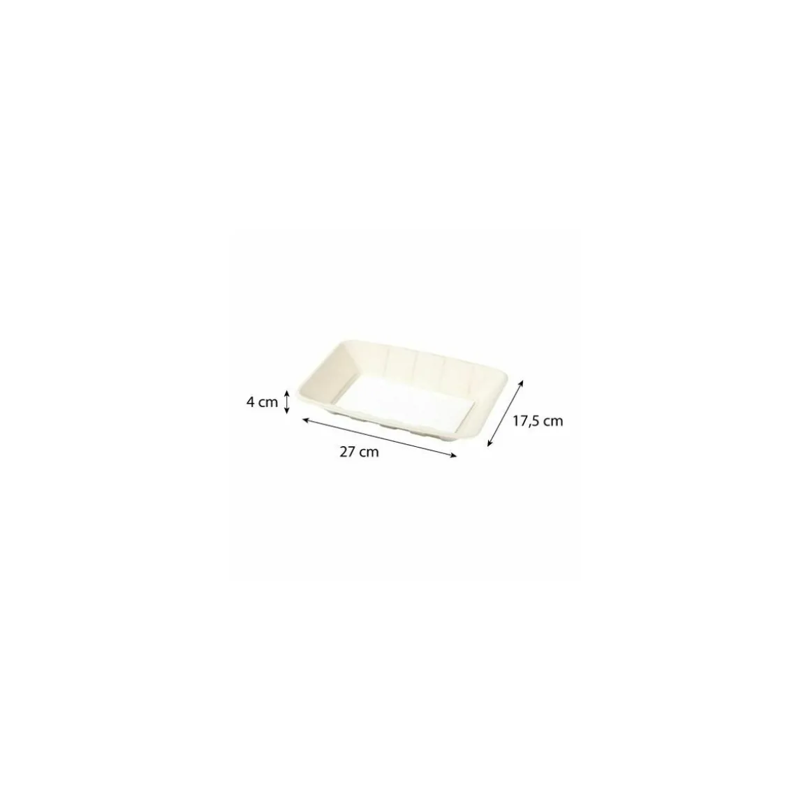 Barquette bagasse avec buvard 27 x 17,5 x 4 cm - par 200