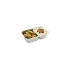 Barquette bagasse 2 compartiments 1000 ml - par 125