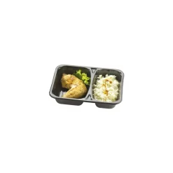 Barquette CPET scellable noire 2 compartiments 45 + 60 cl - par 320