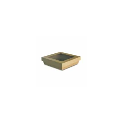 Barquette kraft brun ingraissable avec fenêtre 1000 ml - par 40