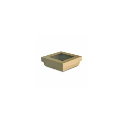 Barquette kraft brun ingraissable avec fenêtre 750 ml - par 60