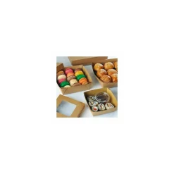 Barquette kraft brun ingraissable avec fenêtre 750 ml - par 60