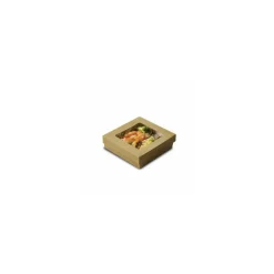 Barquette kraft brun ingraissable avec fenêtre 500 ml - par 50