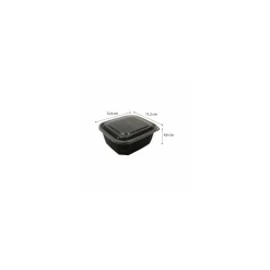 Barquette plastique PP noir 370 ml avec couvercle - par 50