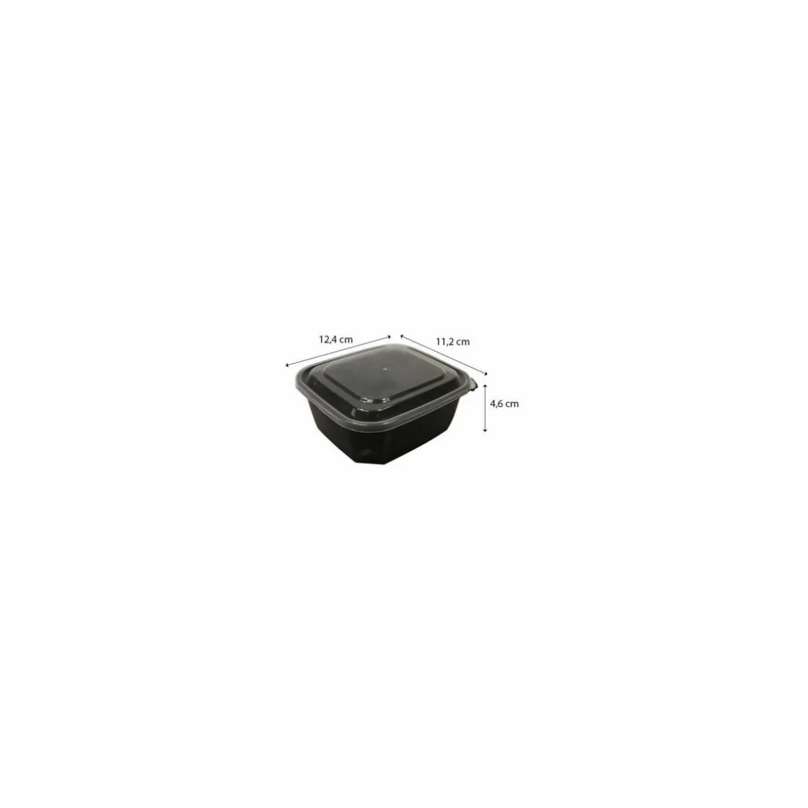 Barquette plastique PP noir 370 ml avec couvercle - par 50