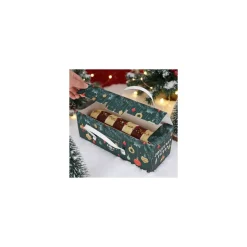 Boite à bûche à poignées Joyeuses Fêtes 30 x 11 x 11 cm