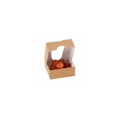 Boite carton kraft à fenêtre 120 x 120 x 40 mm - par 50
