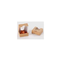 Boite carton kraft à fenêtre 120 x 120 x 40 mm - par 50