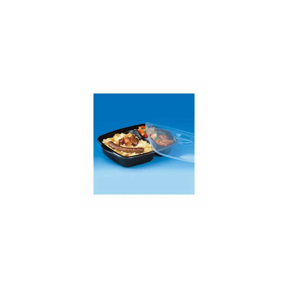 Boite plats cuisinés PP 2 compartiments 55 + 35 cl - par 200