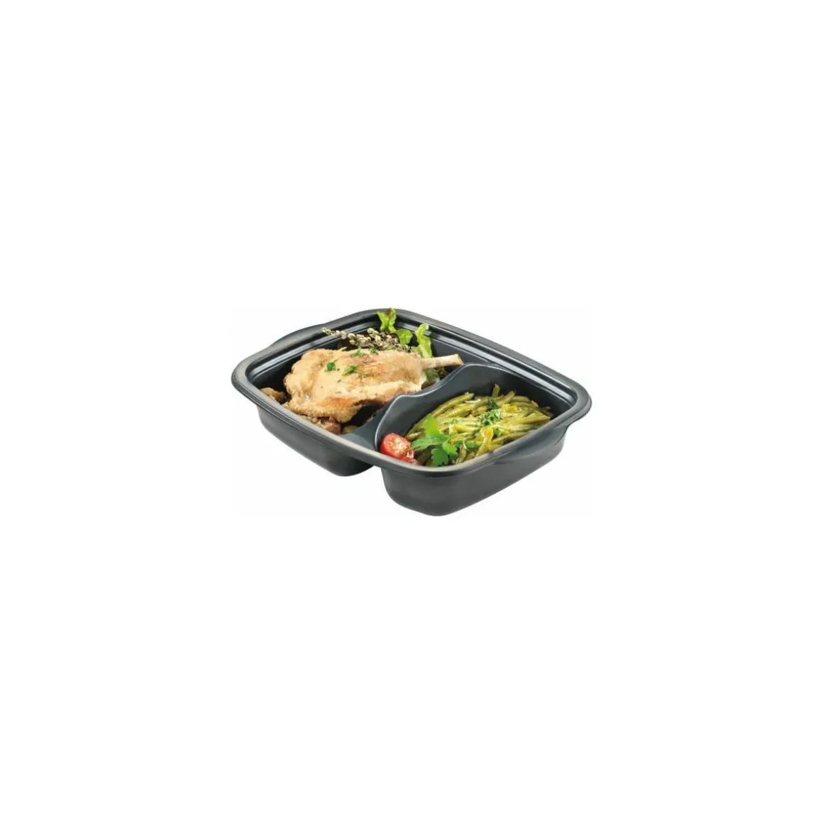 Boite plats cuisinés PP 2 compartiments 55 + 35 cl - par 200