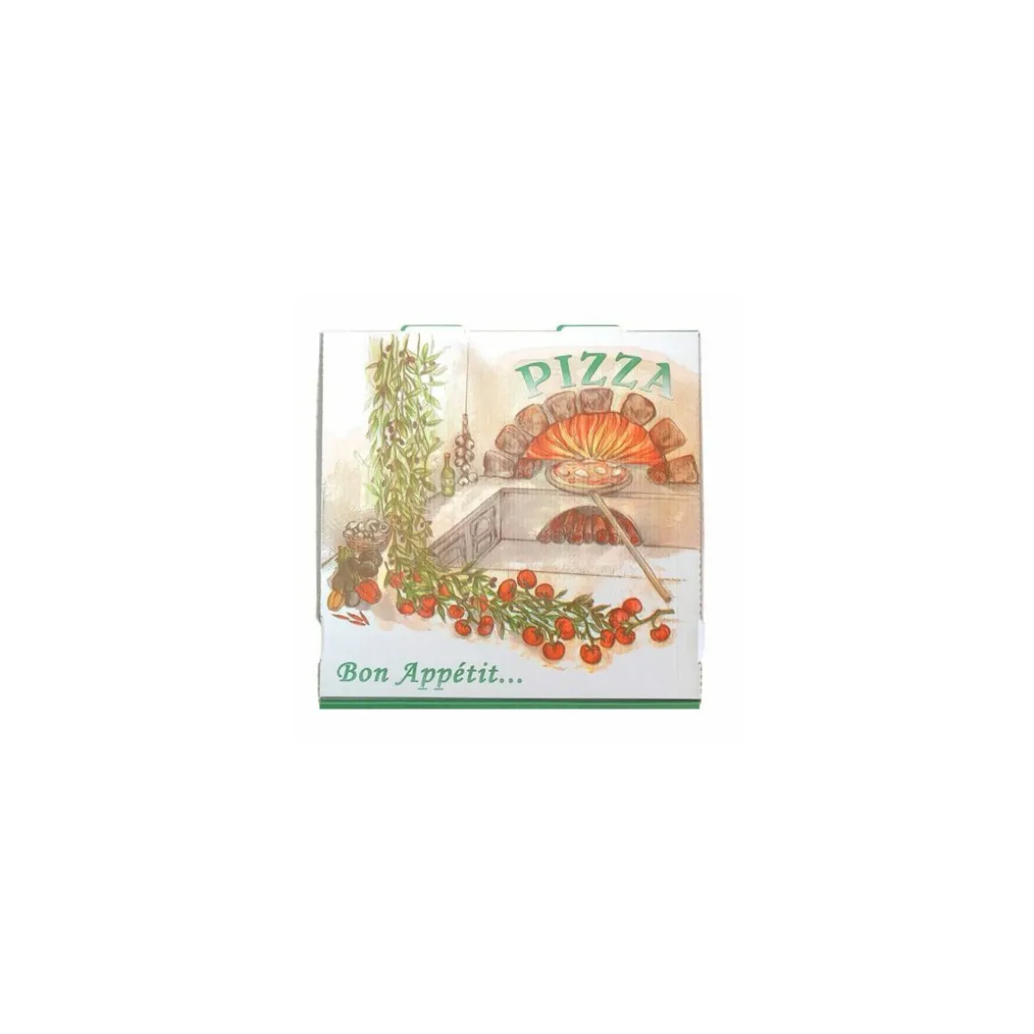Boîte pizza à coins droits "Olives" 33 x 33 x 4 cm - par 100
