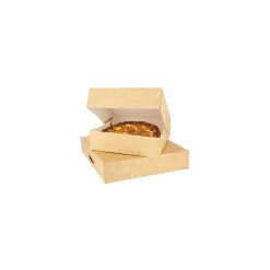 Boîte pâtissière kraft brun avec couvercle 28 x 28 x 8 cm - par 50