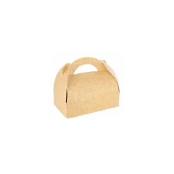 Boîte pâtissière kraft brun avec poignées 17 x 10 x 6 cm - par 50
