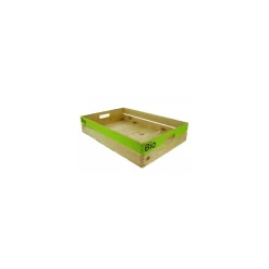 Cagette bois avec logo bio 60 x 40 x 12 cm