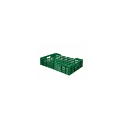 Caisse ajourée verte PEHD recyclé 60 x 40 x 13,5 cm - 25 L