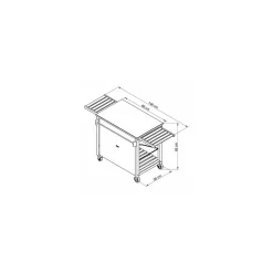 Chariot plancha bois Emile 146 x 56 x 85 cm