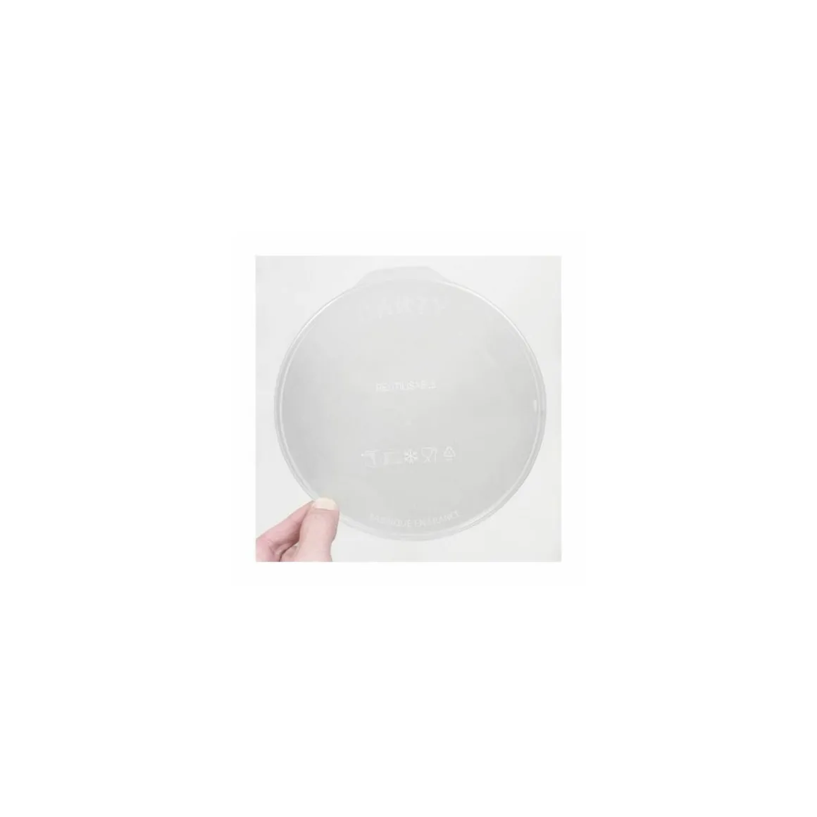 Couvercle plastique transparent pour boîte ronde plastique noire 750 ml - par 250