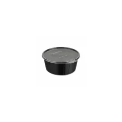 Couvercle plastique transparent pour boîte ronde plastique noire 750 ml - par 250