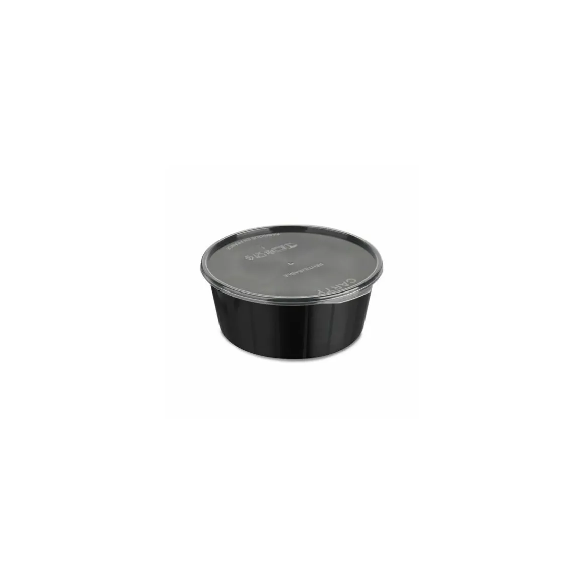 Couvercle plastique transparent pour boîte ronde plastique noire 1150 ml - par 200