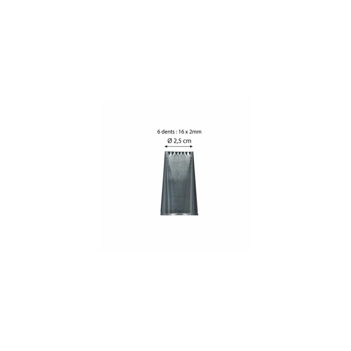 Douille à bûche plate 6 dents inox 1,6 x 0,2 cm