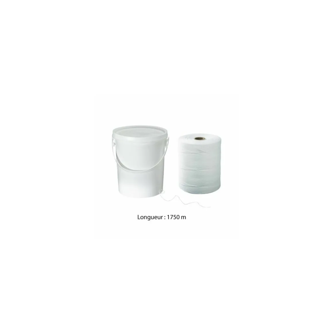 Ficelle de boucher blanche en lin calibre 3,5/2 avec seau plastique à dévidage central - par 1 kg