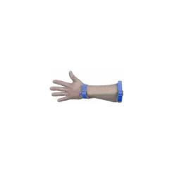 Gant cotte de mailles manchette longue réversible bleu L