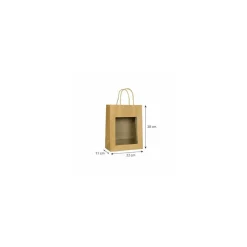 Grand sac kraft brun à poignées torsadées avec fenêtre 22 + 11 x 28 cm - par 12