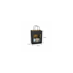 Grand sac kraft noir à poignées torsadées avec fenêtre 22 + 11 x 28 cm - par 12
