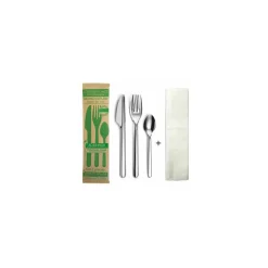 Kit couverts inox réutilisables Leaves - par 50