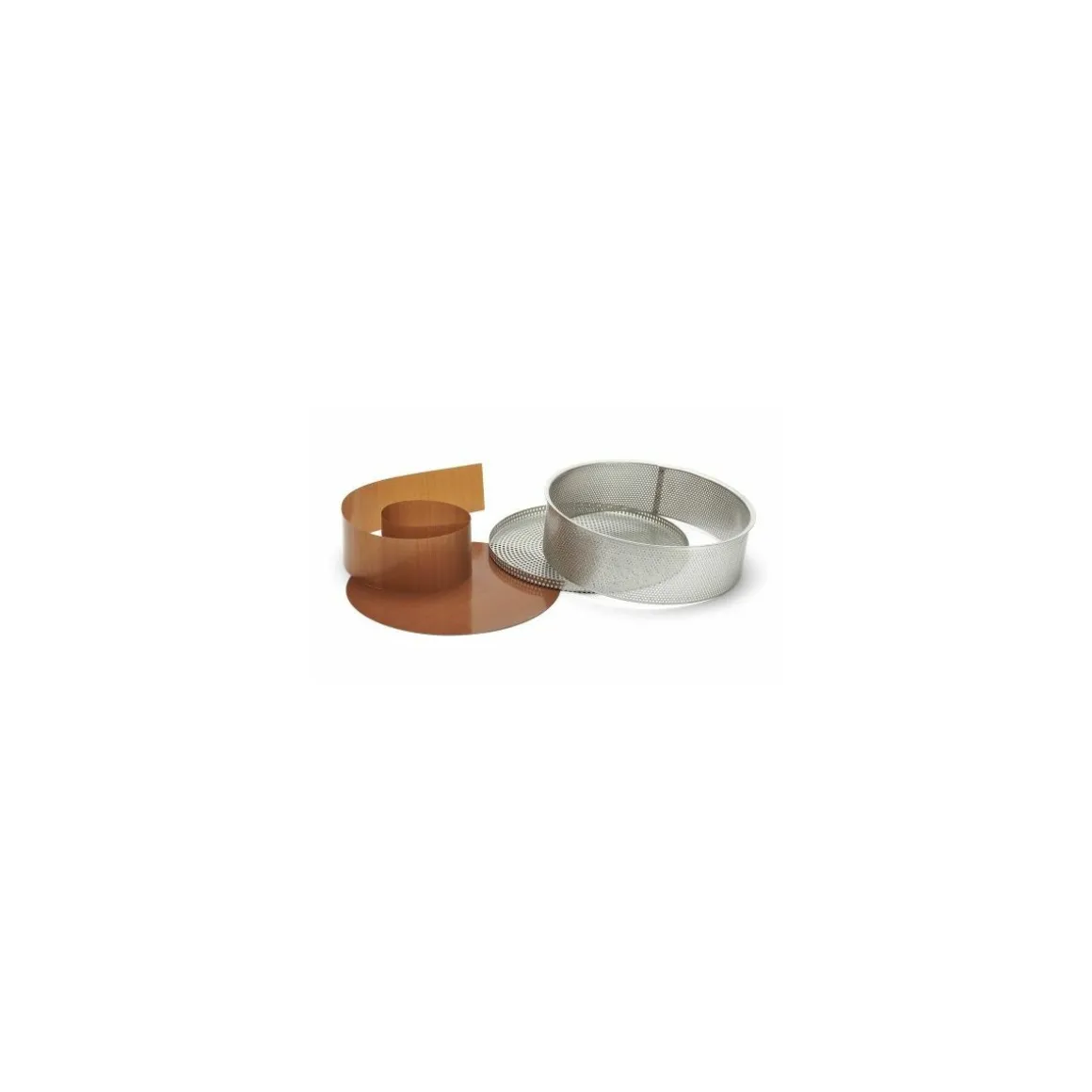 Moule à manqué perforé inox et feuille de cuisson ø 24 cm