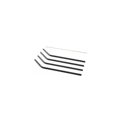 Paille inox noir avec brosse de nettoyage - par 4