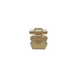 Panier chaud kraft brun ingraissable 1000 ml avec couvercle - par 150