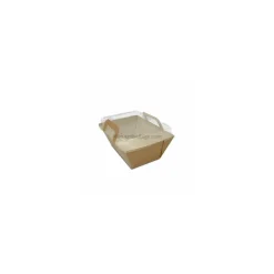 Panier chaud kraft brun ingraissable 1000 ml avec couvercle - par 150