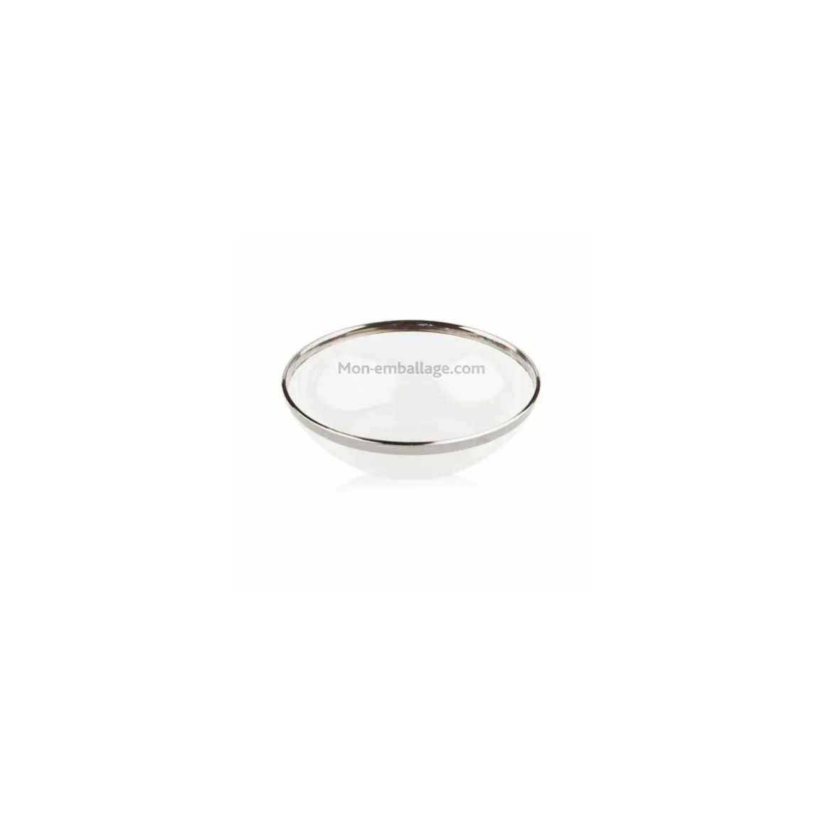 Petit saladier plastique transparent 14 cm avec bord argent - par 8
