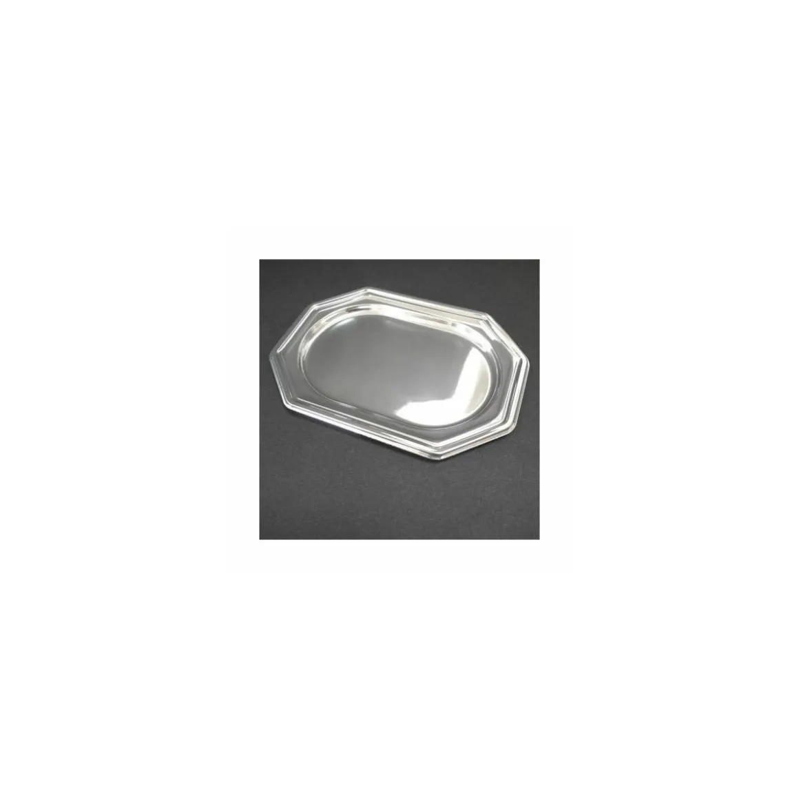 Plateau octogonal PET argenté 35 x 25 cm - par 50