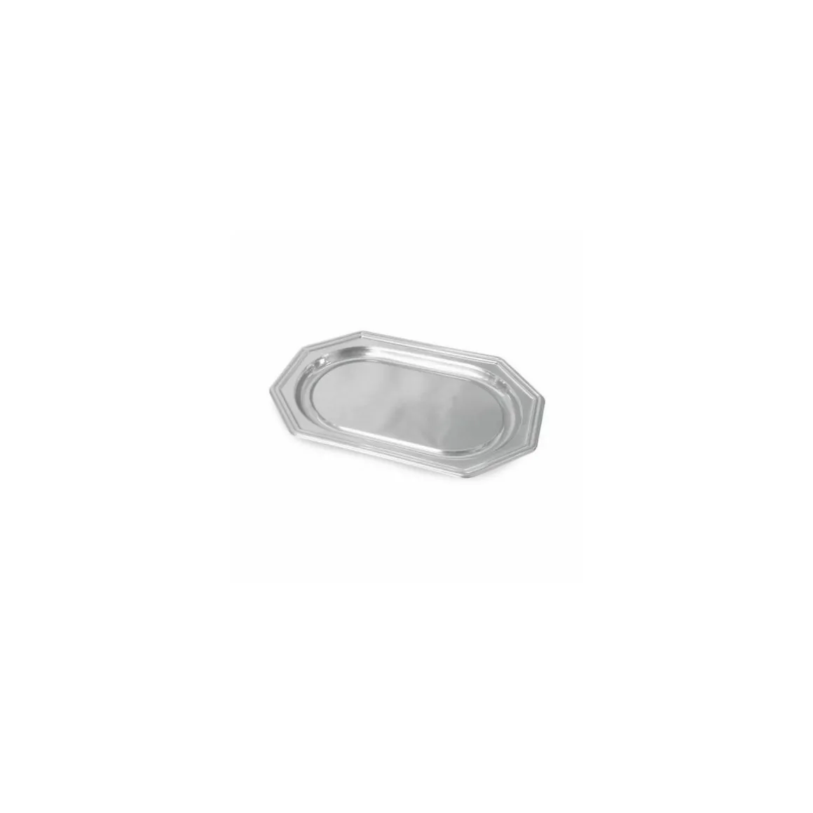 Plateau octogonal PET argenté 35 x 25 cm - par 50