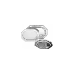 Plateau octogonal PET argenté 35 x 25 cm - par 50