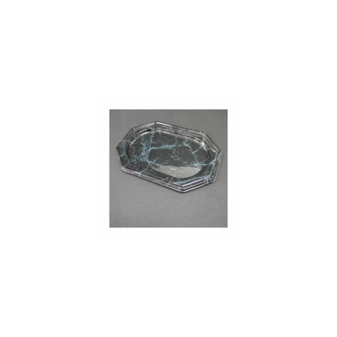 Plateau octogonal PET marbré noir 27 x 19 cm - par 50