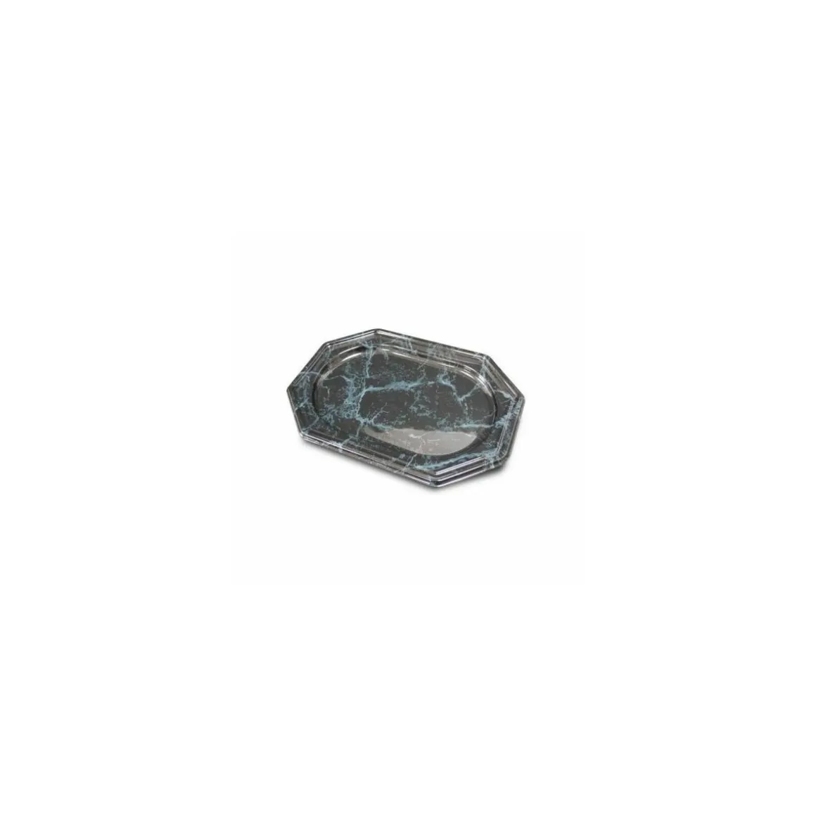 Plateau octogonal PET marbré noir 27 x 19 cm - par 50
